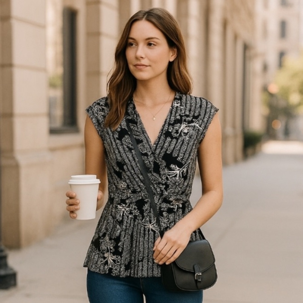 Anthropologie Deletta black white top